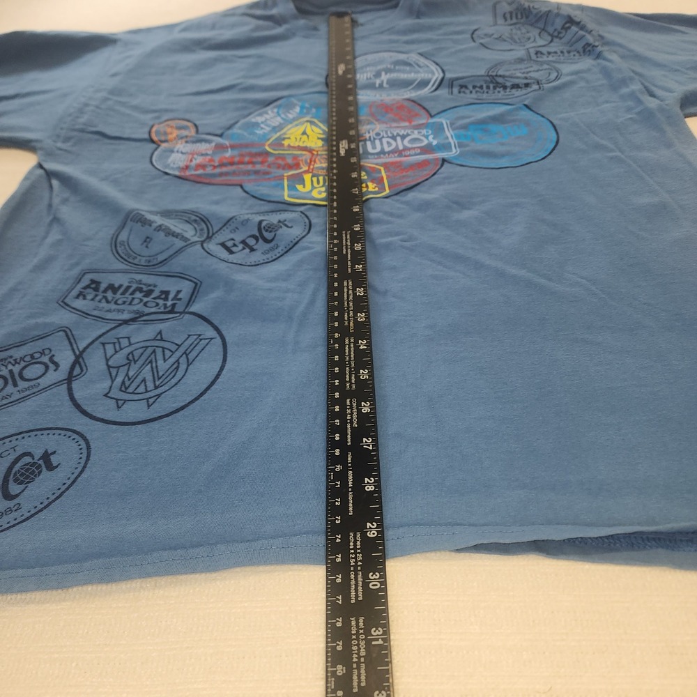 Disney Parks Mens 2XL Blue Passport Stamp Graphic Shirt Walt Disney World Cotton - Picture 6 of 7